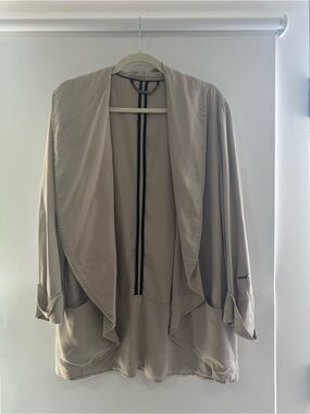 Tahari Women’s Draped Open-Front Jacket in Light Taupe
